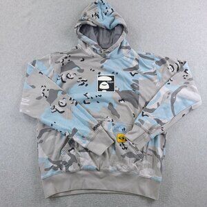 AAPE By A Bathing Ape Hoodie Mens XL Light Blue Gray Urban Camo Terry APUNVS